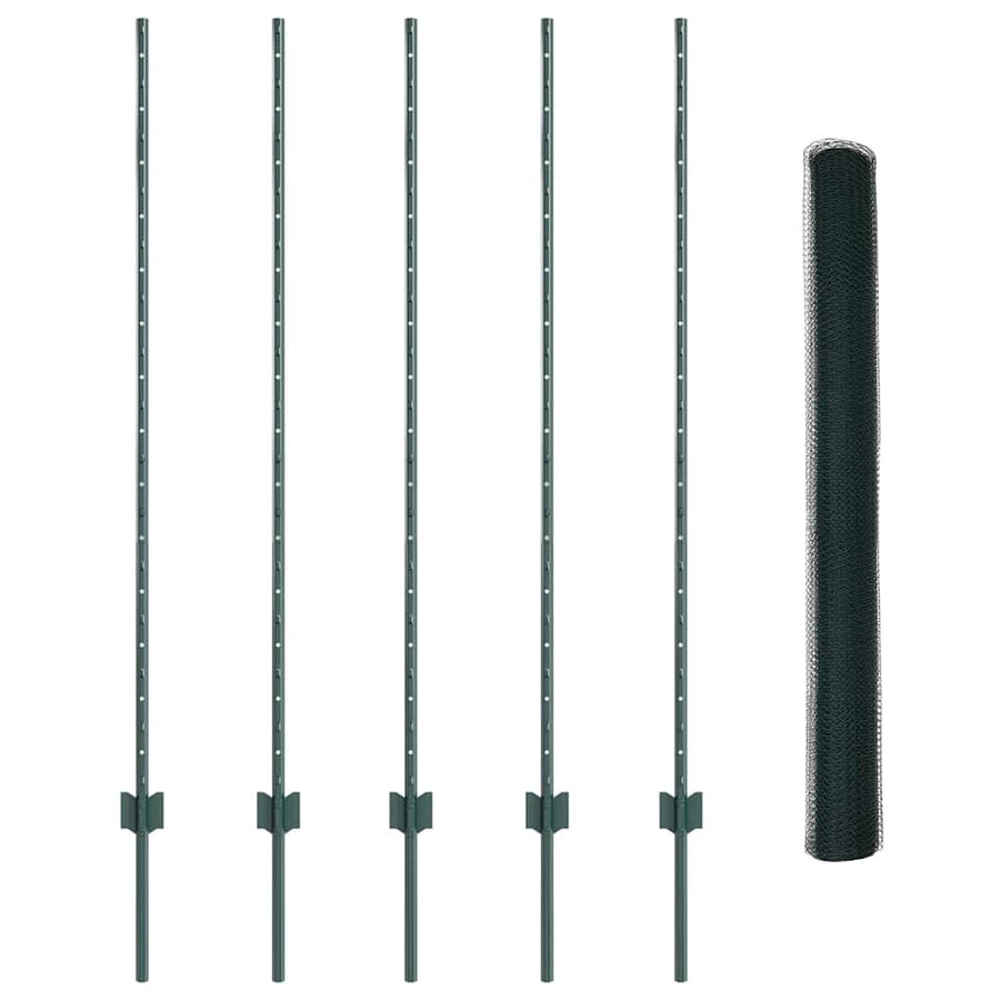 Hek met Paal Groen 1,4 x 10 m Staal en PVC