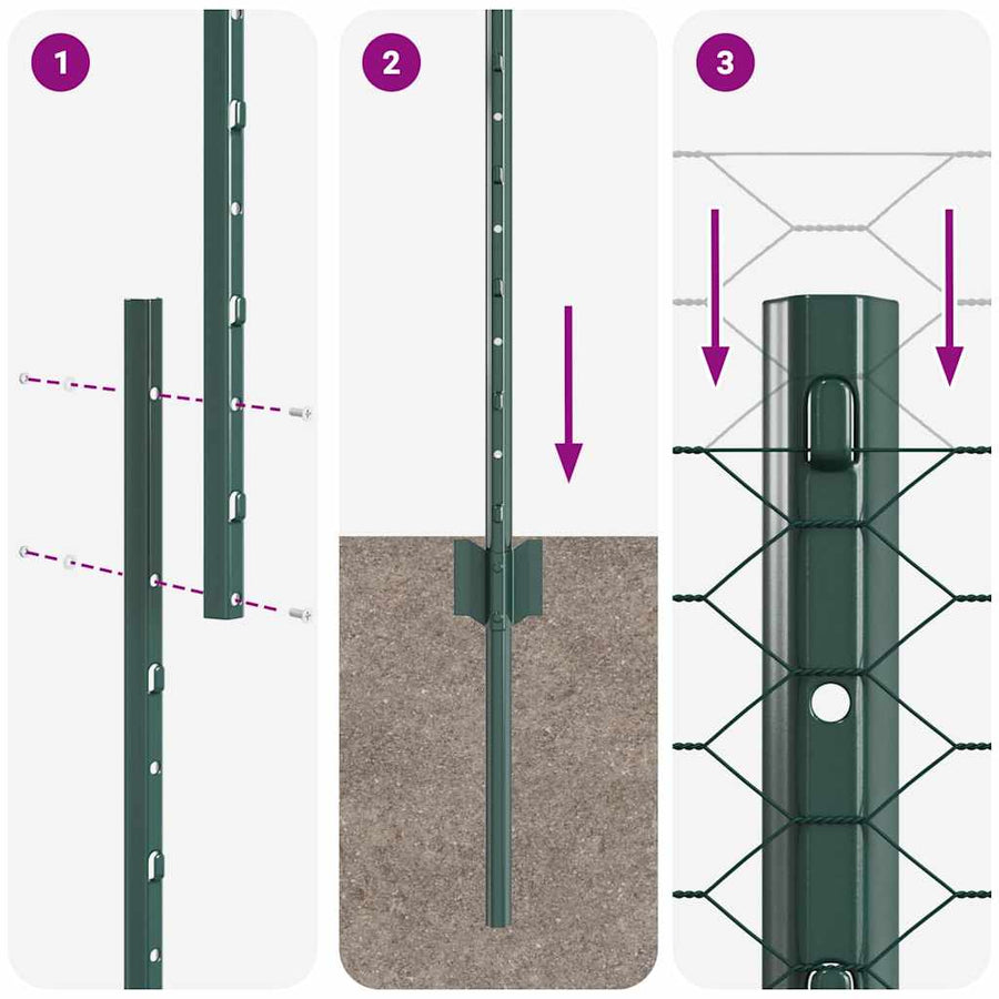 Hek met Paal Groen 1,4 x 10 m Staal en PVC