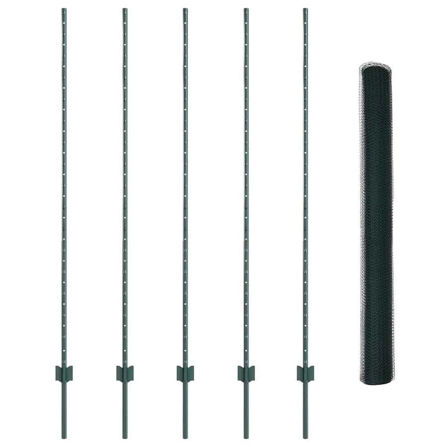 Hek met Paal Groen 1,6 x 10 m Staal en PVC