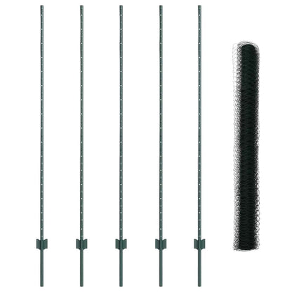 Hek met Paal Groen 1,6 x 10 m Staal en PVC