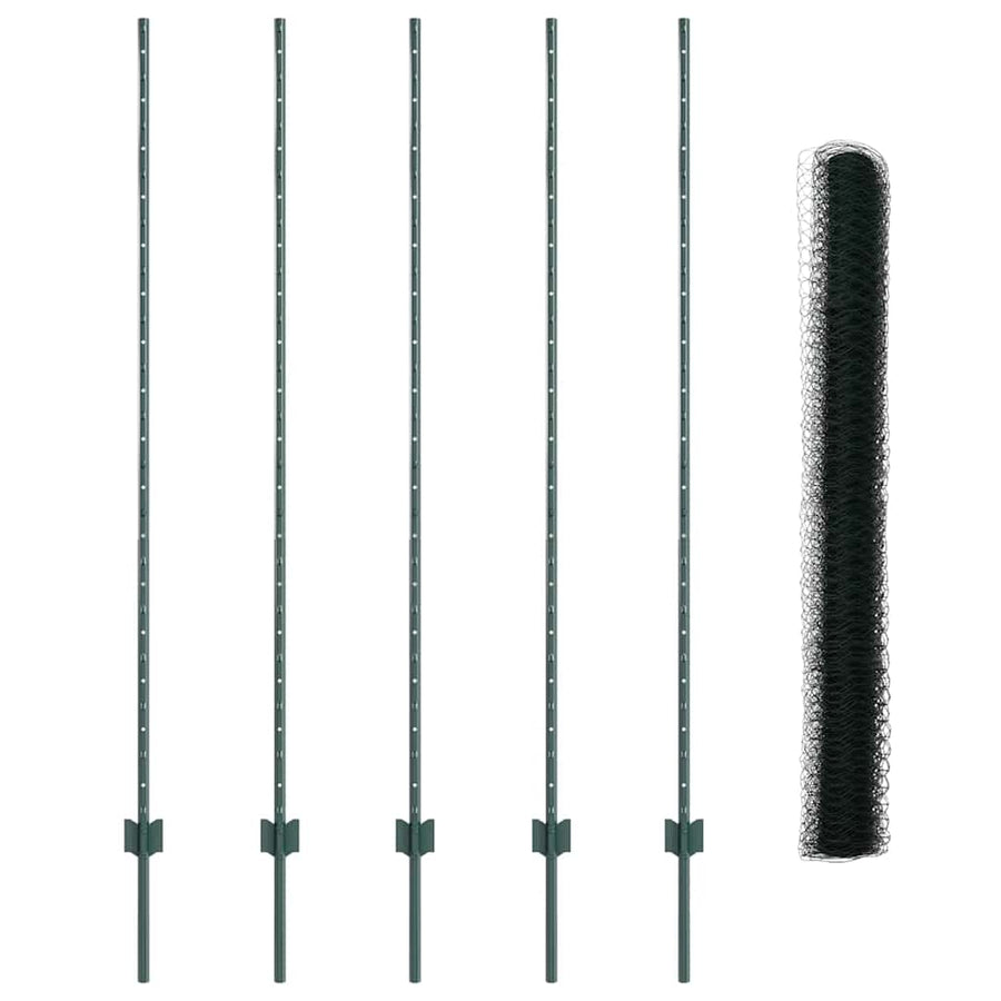 Hek met Paal Groen 1,6 x 10 m Staal en PVC