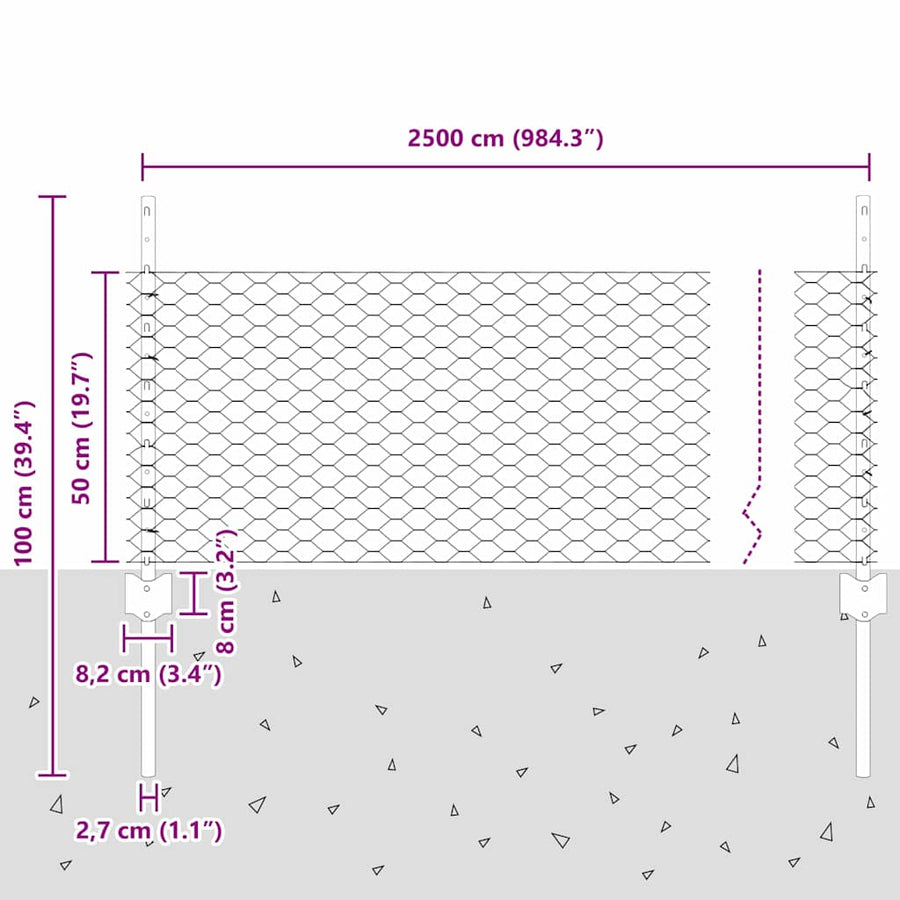 Hek met Paal Groen 0,5 x 25 m Staal