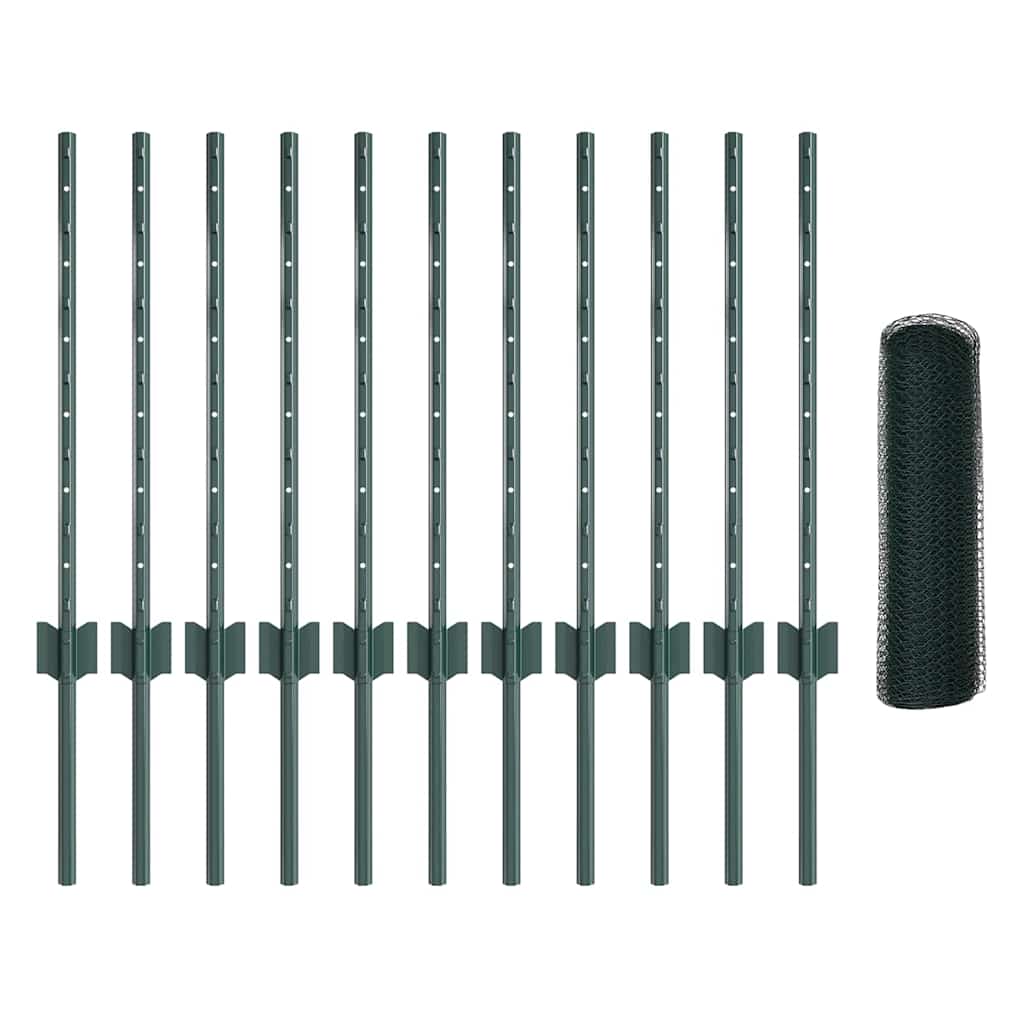 Hek met Paal Groen 0,6 x 25 m Staal en PVC