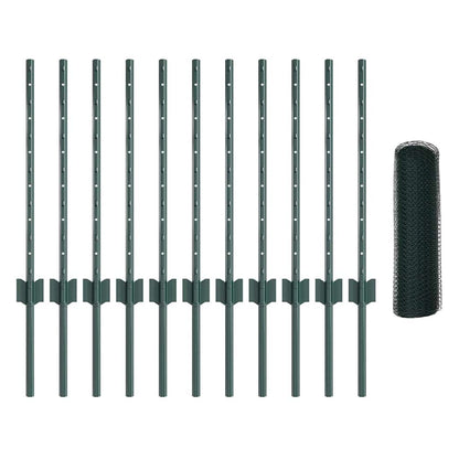 Hek met Paal Groen 0,6 x 25 m Staal en PVC