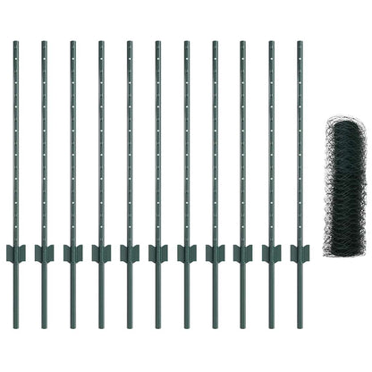Hek Met Paal 0,8 X 25 M Staal Groen 25 x 0,8 m hek (3,6 cm gaaswijdte)