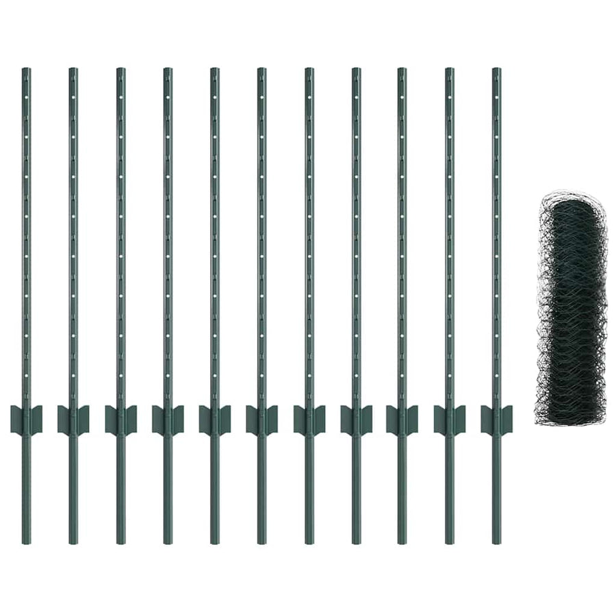 Hek Met Paal 0,8 X 25 M Staal Groen 25 x 0,8 m hek (5 cm maaswijdte)