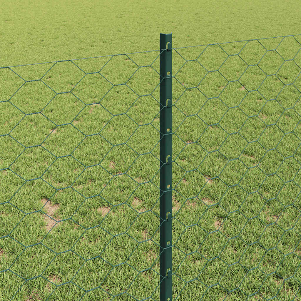 Hecke Met Palen 1 X 25 M Staal Groen 25 x 1 m scherm (5 cm gaas)