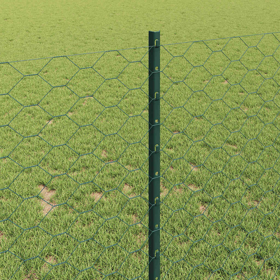Hecke Met Palen 1 X 25 M Staal Groen 25 x 1 m scherm (5 cm gaas)