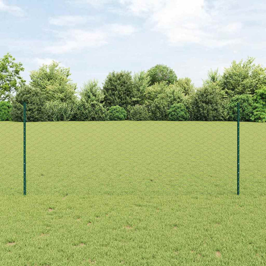 Hecke Met Palen 1 X 25 M Staal Groen 25 x 1 m scherm (5 cm gaas)