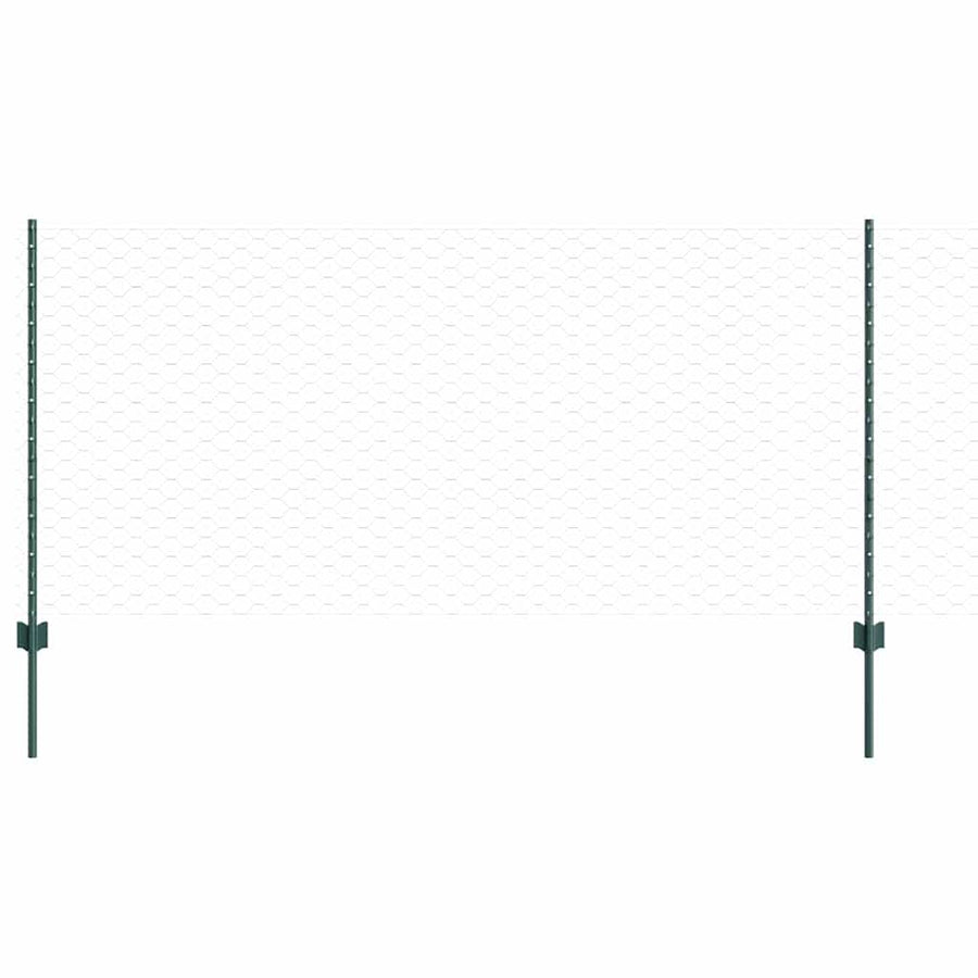 Hecke Met Palen 1 X 25 M Staal Groen 25 x 1 m scherm (5 cm gaas)