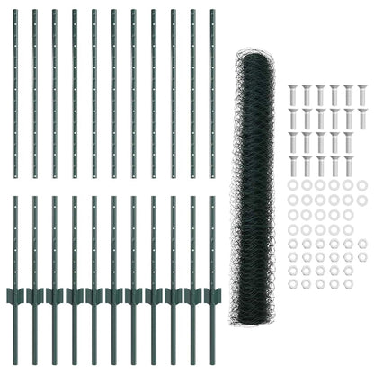 Hecke Met Palen 1 X 25 M Staal Groen 25 x 1 m scherm (5 cm gaas)