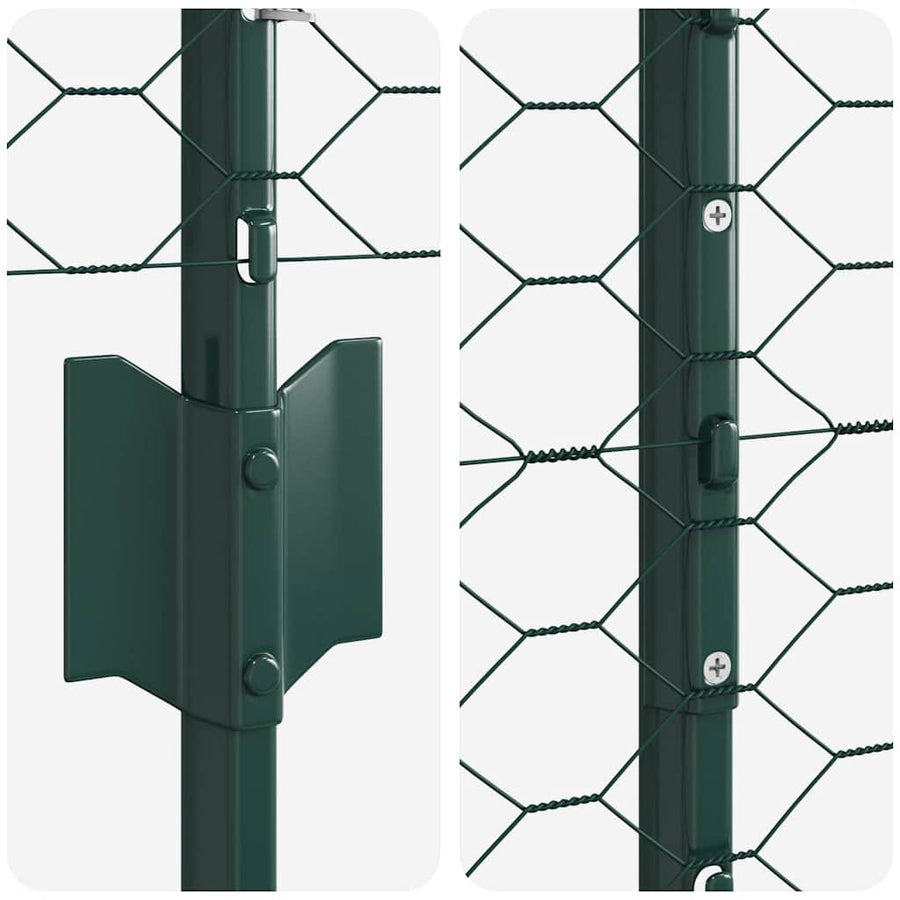 Hecke Met Palen 1.2 X 25 M Staal Groen 25 x 1.2 m hek (5 cm breed gaas)
