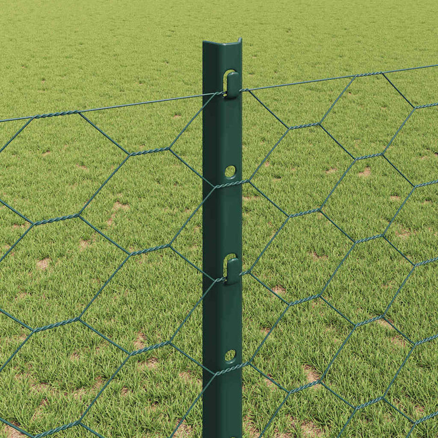 Hecke Met Palen 1.2 X 25 M Staal Groen 25 x 1.2 m hek (5 cm breed gaas)
