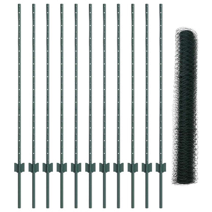 Hecke Met Palen 1.2 X 25 M Staal Groen 25 x 1.2 m hek (5 cm breed gaas)
