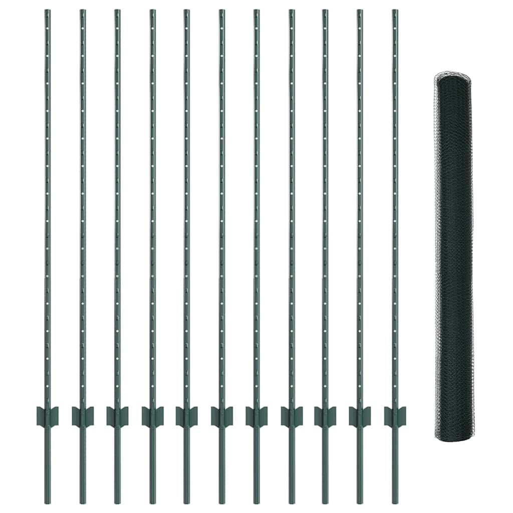 Hek met Paal Groen 1,4 x 25 m Staal