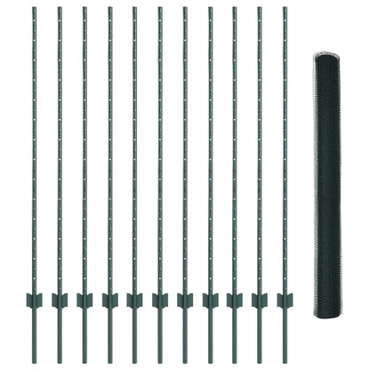 Hek met Paal Groen 1,4 x 25 m Staal