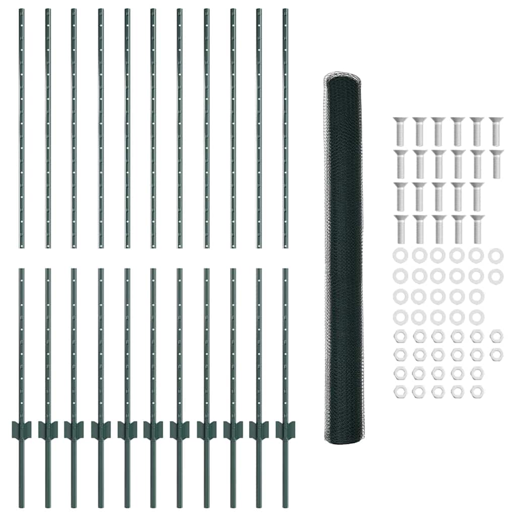 Hek met Paal Groen 1,4 x 25 m Staal
