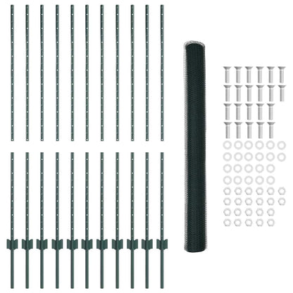 Hek met Paal Groen 1,4 x 25 m Staal