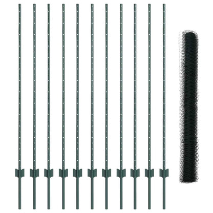 Hek met Paal Groen 1,4 x 25 m Staal