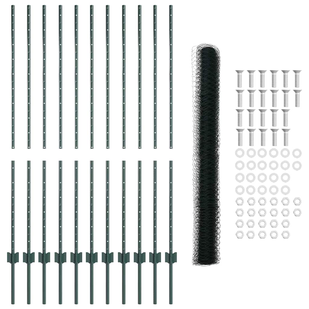 Hek met Paal Groen 1,4 x 25 m Staal