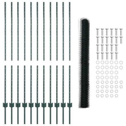 Hek met Paal Groen 1,4 x 25 m Staal
