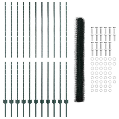 Hek Met Paal 1,5 X 25 M Staal Groen 25 x 1,5 m hek (5 cm breedte gaas)