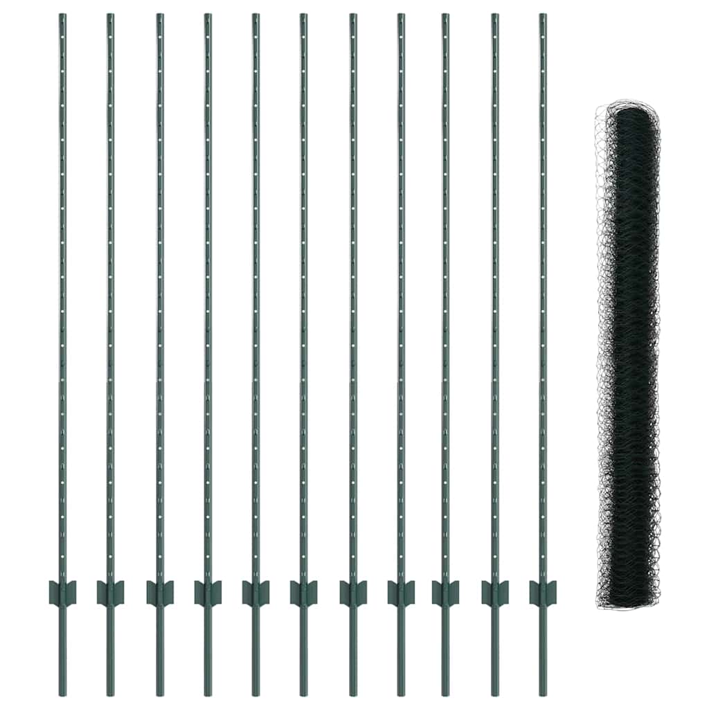 Hek met Paal Groen 1,6 x 25 m Staal en PVC