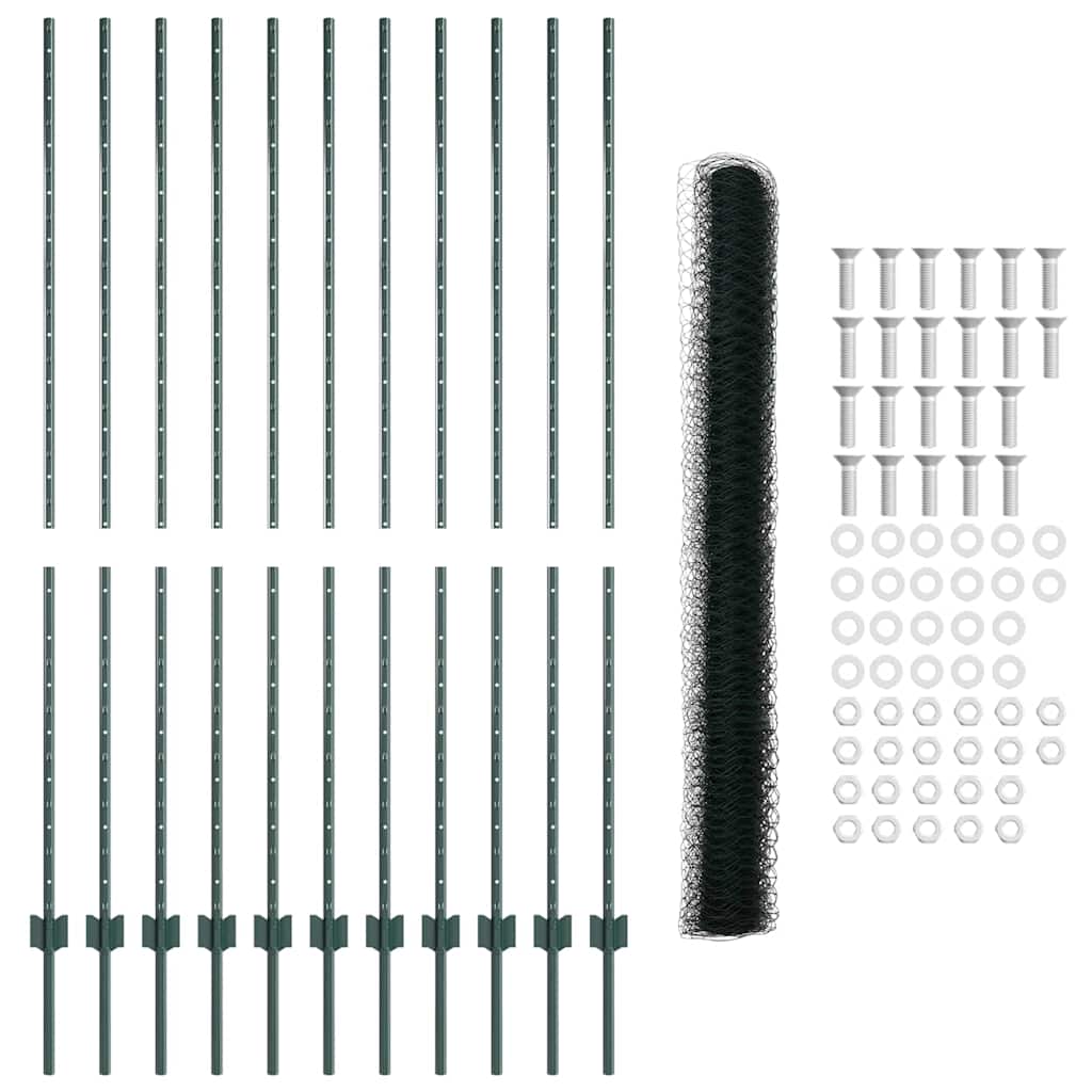 Hek met Paal Groen 1,6 x 25 m Staal en PVC