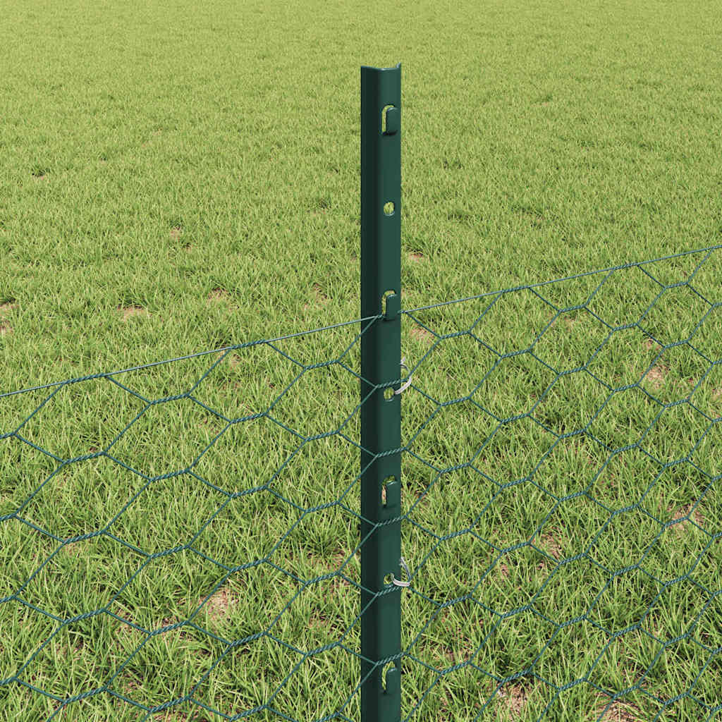 Hek Met Paal 0,5 X 50 M Staal En Pvc Groen 50 x 0,5 m hek (3,6 cm maaswijdte)