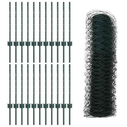Hek Met Paal 0,5 X 50 M Staal En Pvc Groen 50 x 0,5 m hek (3,6 cm maaswijdte)