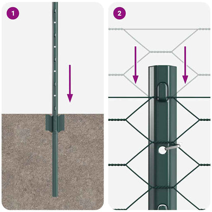 Hek Met Paal 0,5 X 50 M Staal En Pvc Groen 50 x 0,5 m hek (3,6 cm maaswijdte)