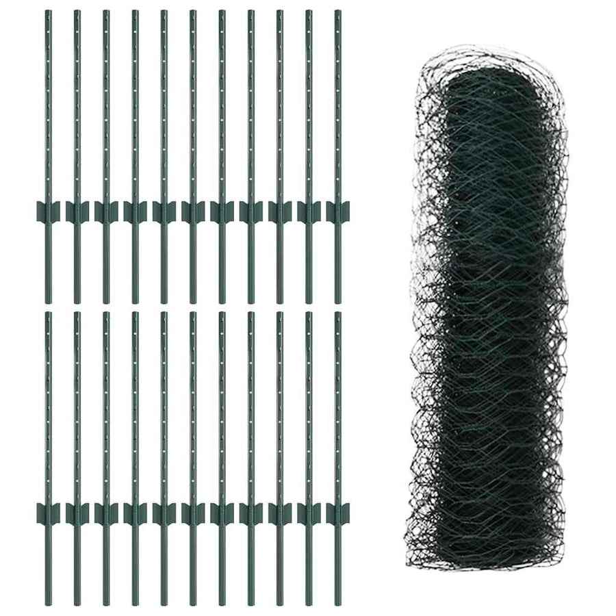 Hek met Paal Groen 0,5 x 50 m Staal en PVC