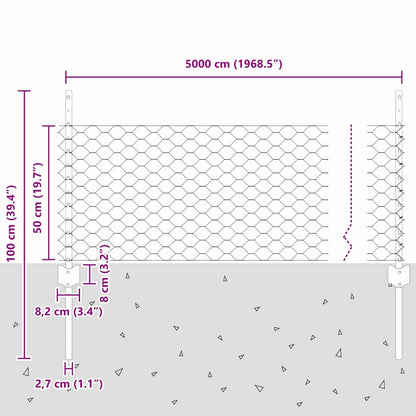 Hek met Paal Groen 0,5 x 50 m Staal en PVC