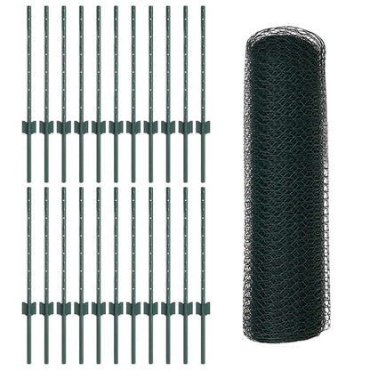 Hek Met Paal 0,6 X 50 M Staal En Pvc Groen 50 x 0,6 m hek (1,3 cm breedte gaas)