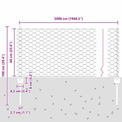 Hek met Paal Groen 0,6 x 50 m Staal en PVC