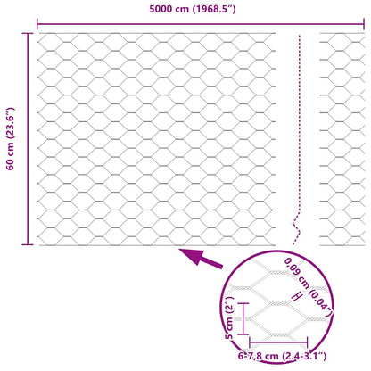 Hek met Paal Groen 0,6 x 50 m Staal en PVC