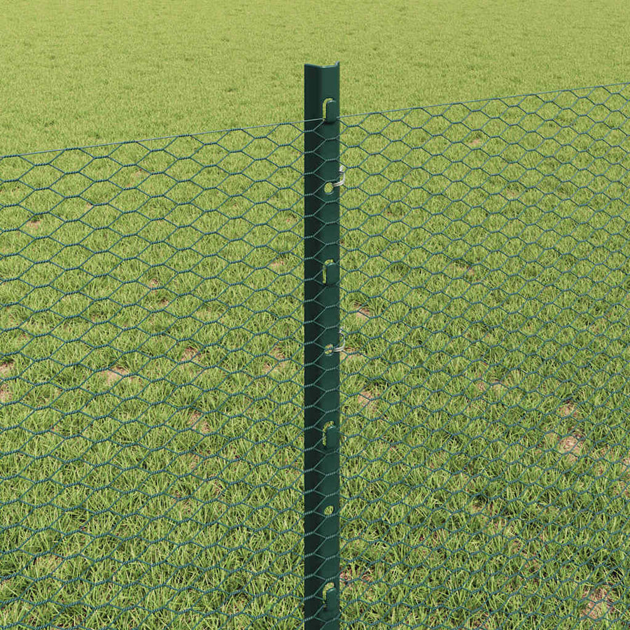 Hek Met Paal 0,8 X 50 M Staal En Pvc Groen 50 x 0,8 m omheining (1,3 cm breedte gaas)