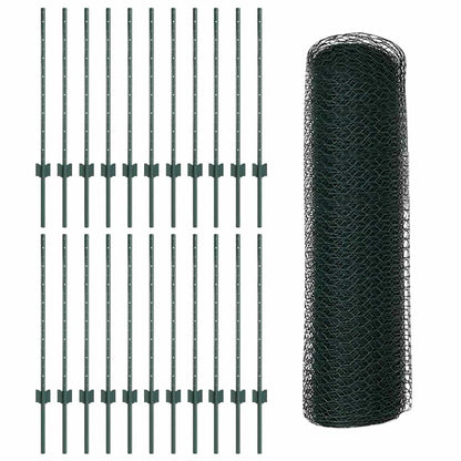 Hek Met Paal 0,8 X 50 M Staal En Pvc Groen 50 x 0,8 m omheining (1,3 cm breedte gaas)