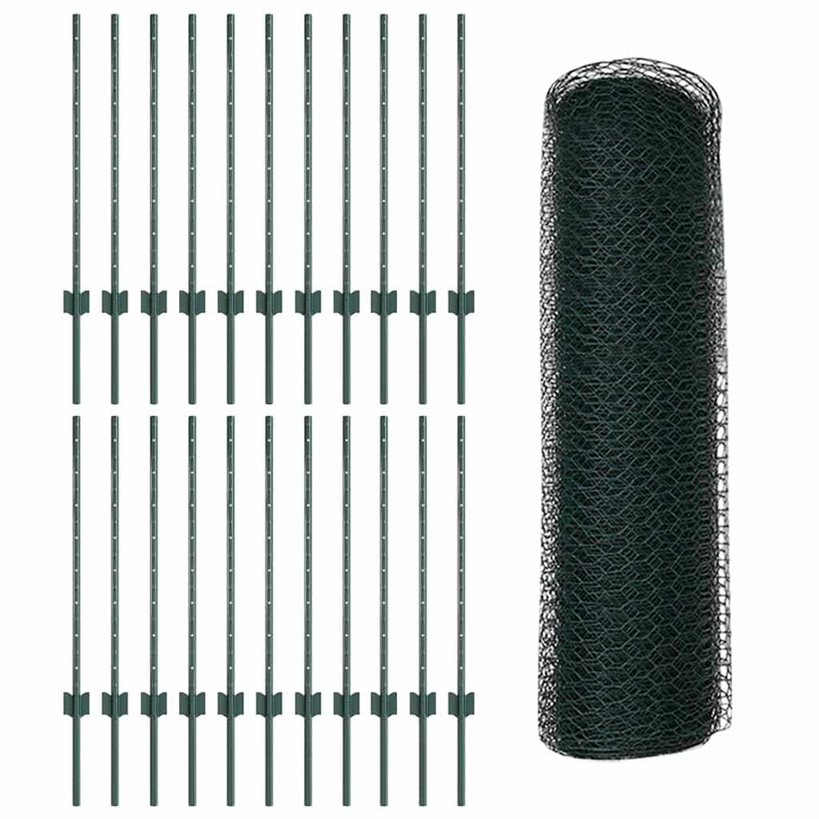 Hek Met Paal 0,8 X 50 M Staal En Pvc Groen 50 x 0,8 m omheining (1,3 cm breedte gaas)