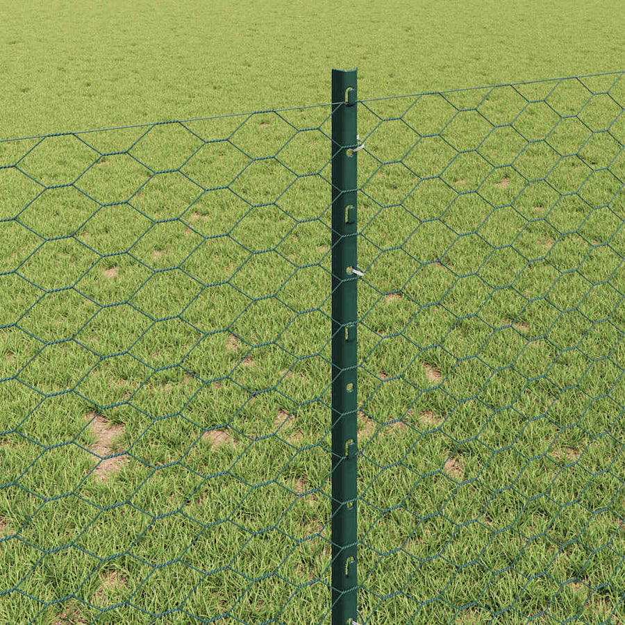 Hek met Paal Groen 1 x 50 m Staal en PVC