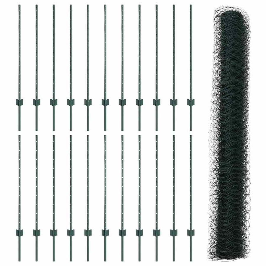 Hek met Paal Groen 1 x 50 m Staal en PVC