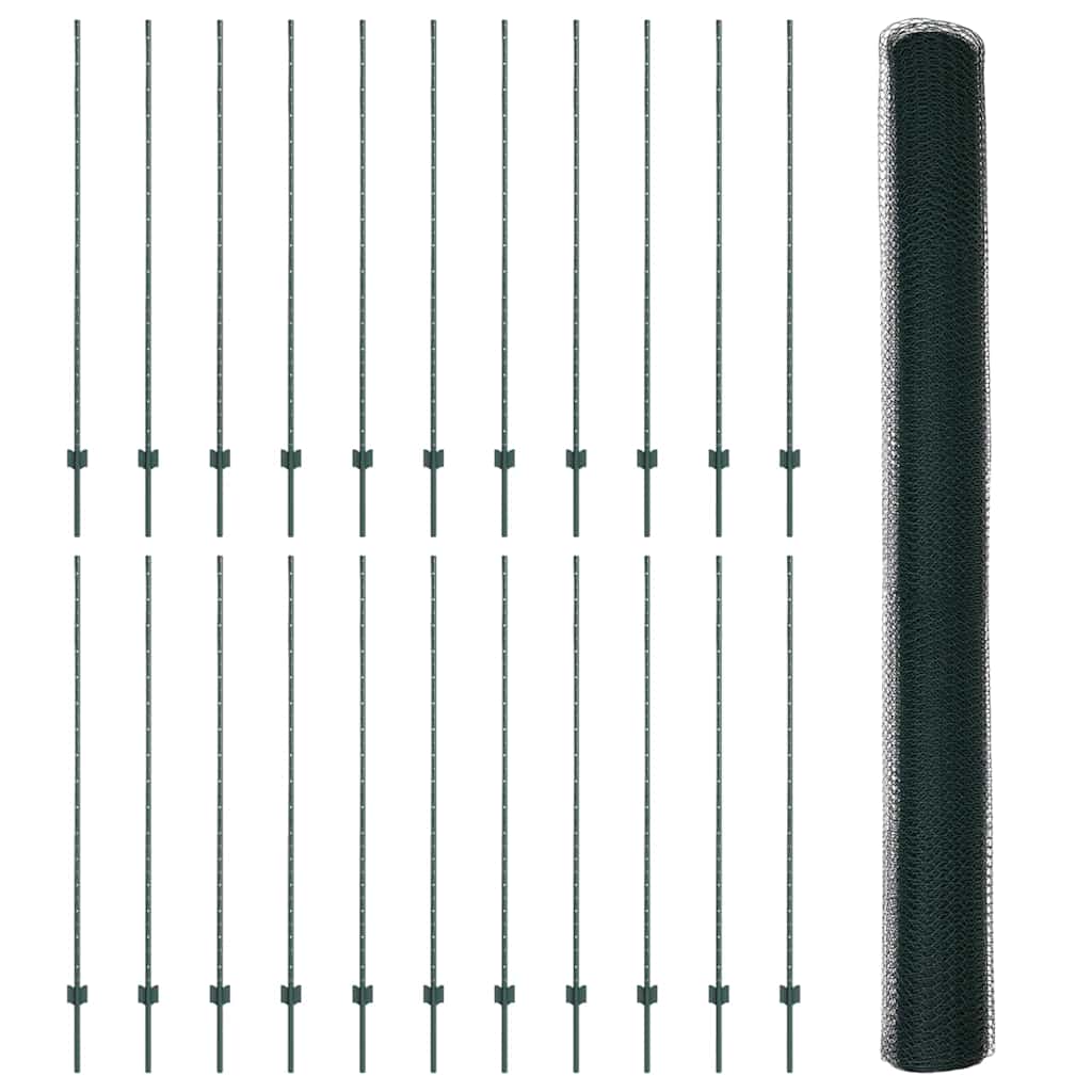 Hek met Paal Groen 1,6 x 50 m Staal en PVC