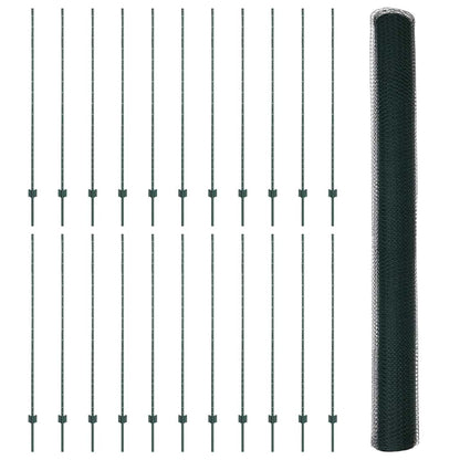 Hek met Paal Groen 1,6 x 50 m Staal en PVC