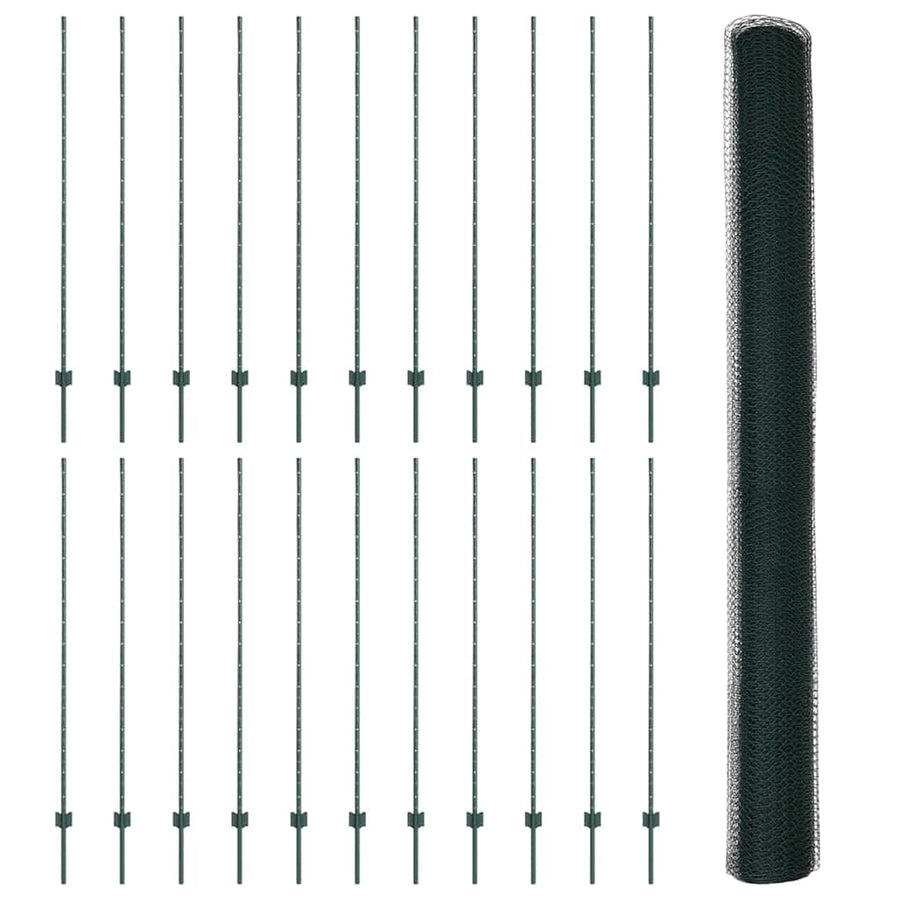 Hek met Paal Groen 1,6 x 50 m Staal en PVC