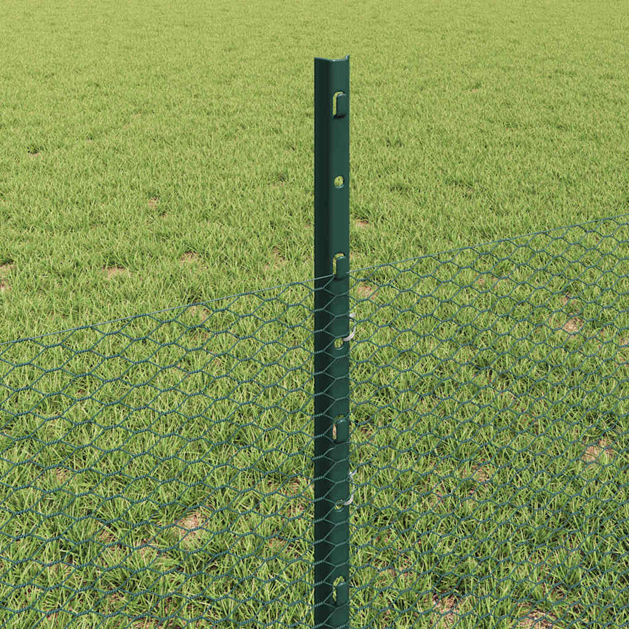 Hek Met Paal 0,5 X 100 M Staal En Pvc Groen 100 x 0,5 m hekje (1,3 cm maasbreedte)