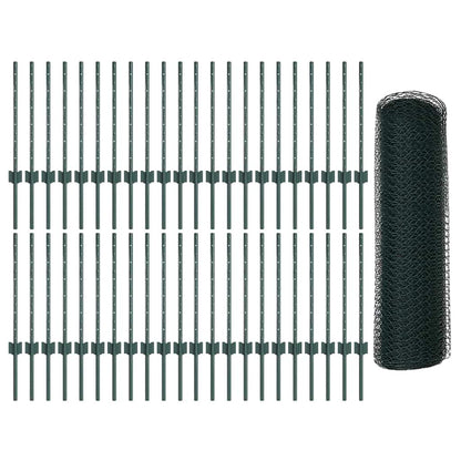 Hek Met Paal 0,5 X 100 M Staal En Pvc Groen 100 x 0,5 m hekje (1,3 cm maasbreedte)