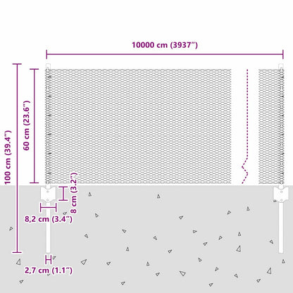 Hek met Paal Groen 0,6 x 100 m Staal en PVC