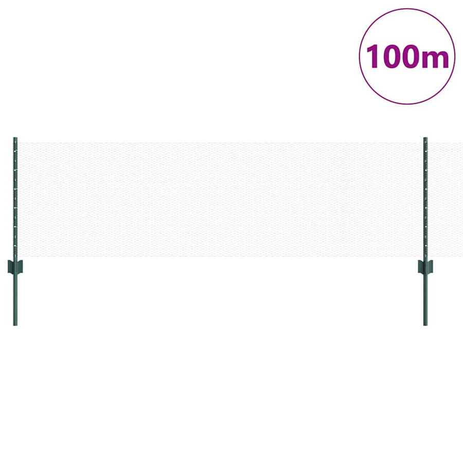 Hek met Paal Groen 0,6 x 100 m Staal en PVC