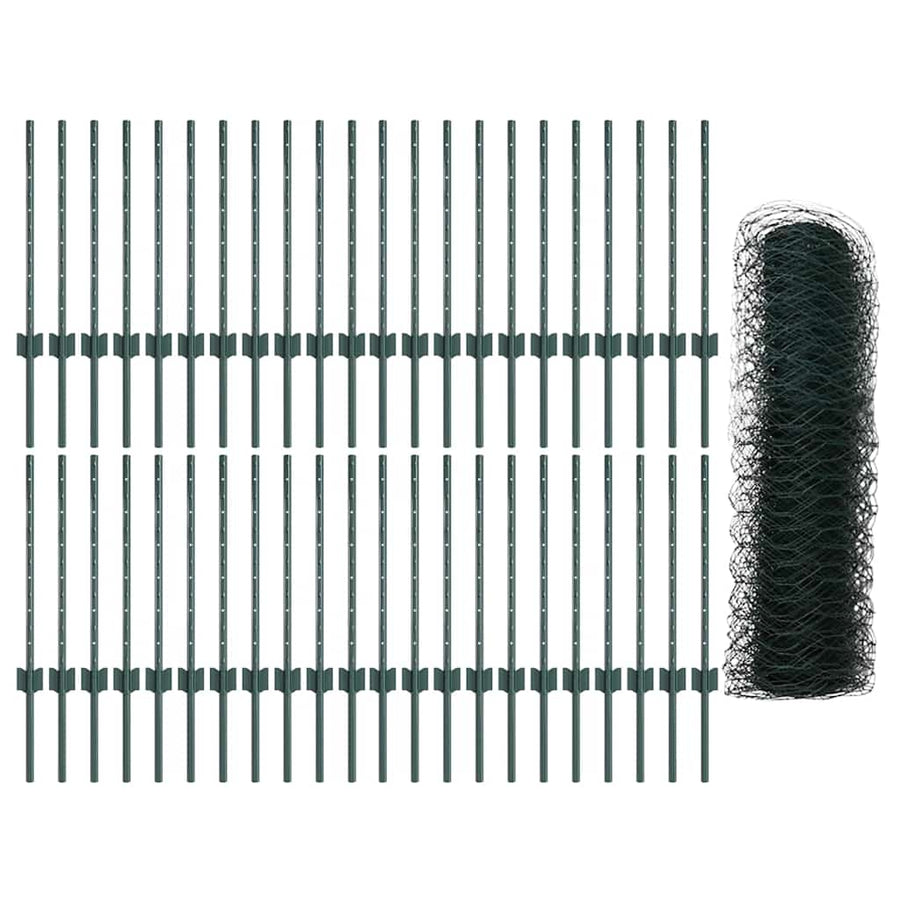 Hek met Paal Groen 0,6 x 100 m Staal en PVC
