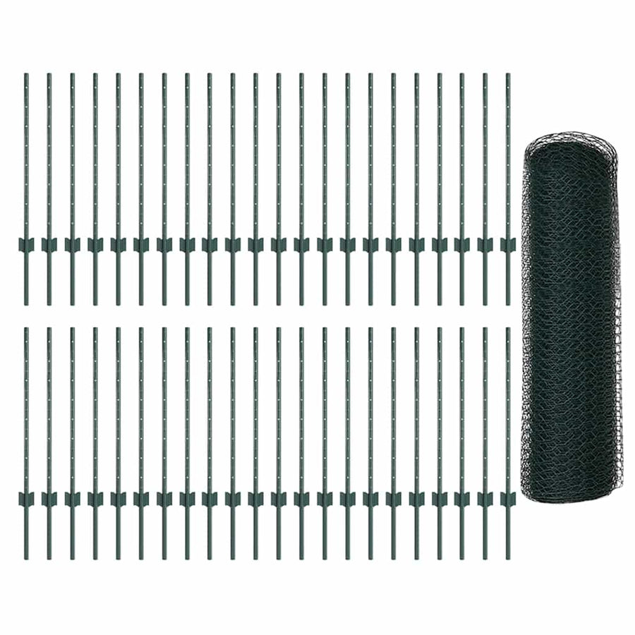 Hek Met Paal 0,8 X 100 M Staal En Pvc Groen 100 x 0,8 m hek (1,3 cm breedte gaas)
